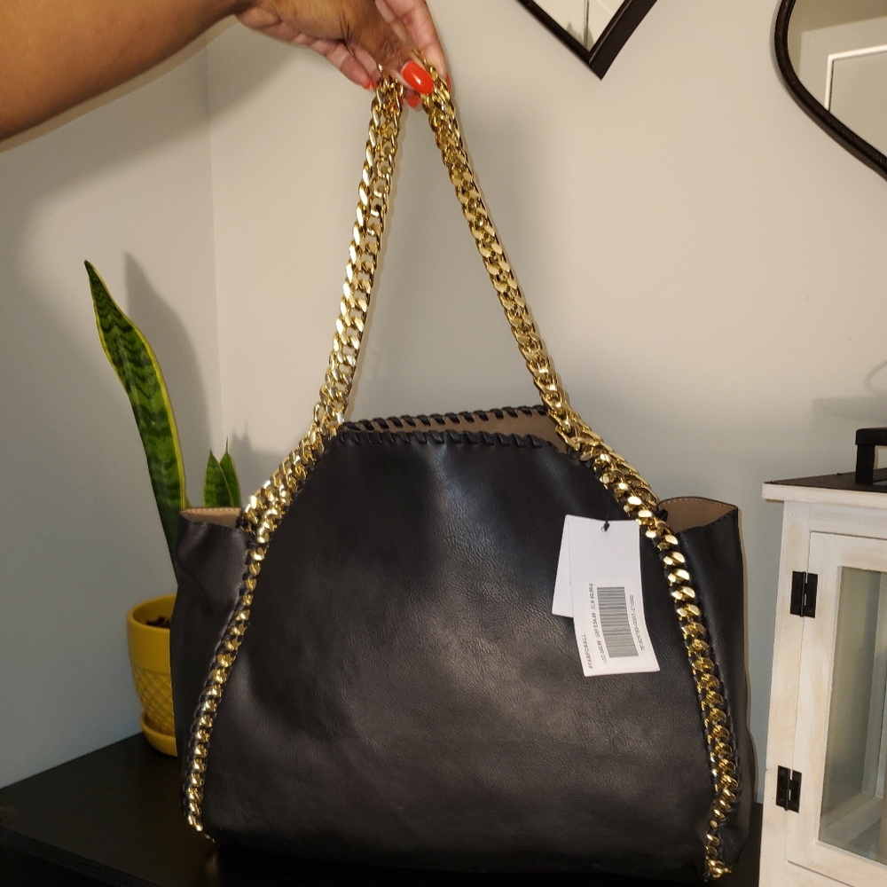 Justfab Black Chained Satchel NWT
